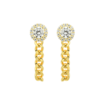 Moissanite S925 Cuban Link Hoop Earrings - Pair