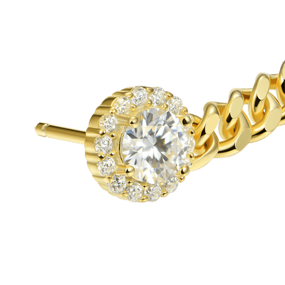 Moissanite S925 Cuban Link Hoop Earrings - Pair