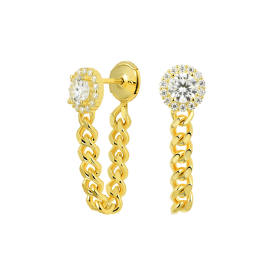 Moissanite S925 Cuban Link Hoop Earrings - Pair