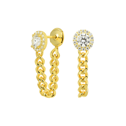 Cuban Link Hoop Earrings - Pair