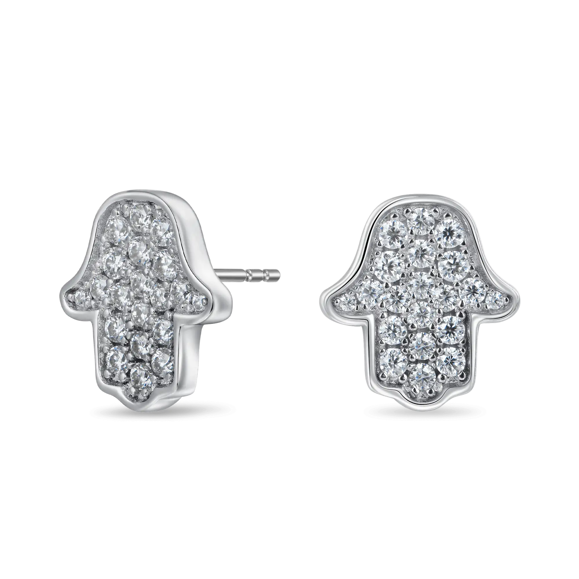 Moissanite Hamsa Stud Earrings - Pair