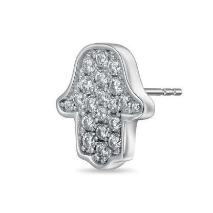 Moissanite Hamsa Stud Earrings - Pair