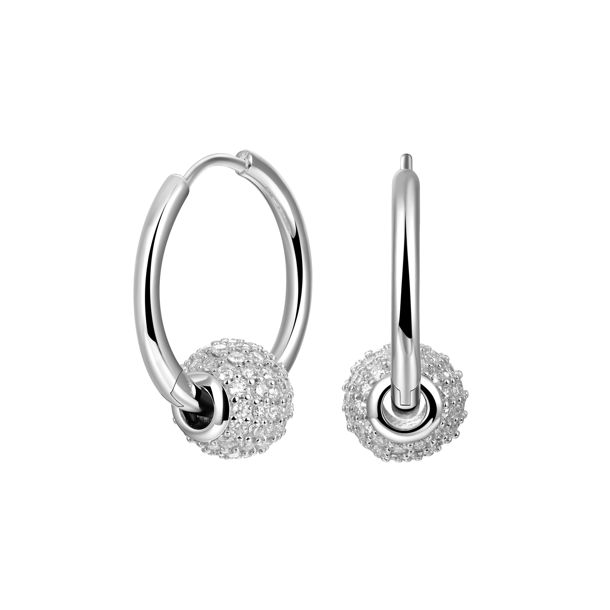 White Moissanite Hoop Earrings - Pair