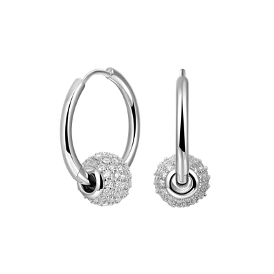 Pendientes de aro con bolas Moissanite S925 - Par