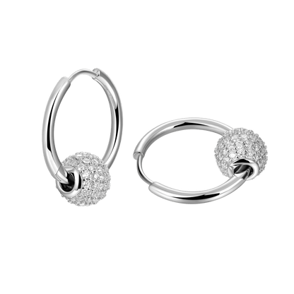 White Moissanite Hoop Earrings - Pair