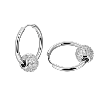 Pendientes de aro con bolas Moissanite S925 - Par