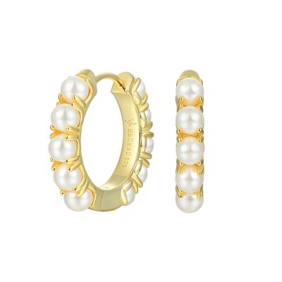 Prong Setting Pearl Hoop Earring - Single