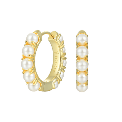 Single Prong Setting Pearl Hoop Earring