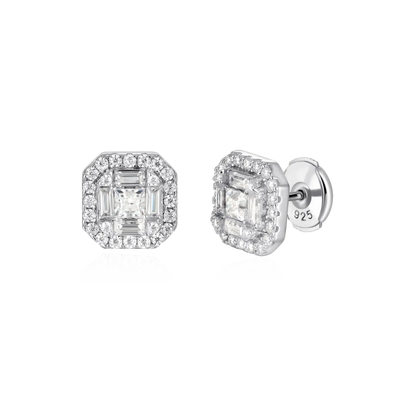 Boucle d'oreille halo Moissanite S925