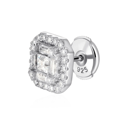 Boucle d'oreille halo Moissanite S925