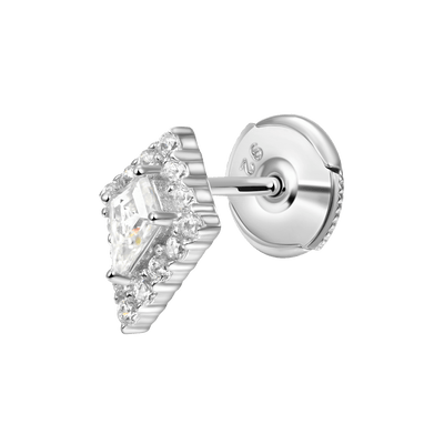 Moissanite S925 Halo Kite Stud Earrings - Single