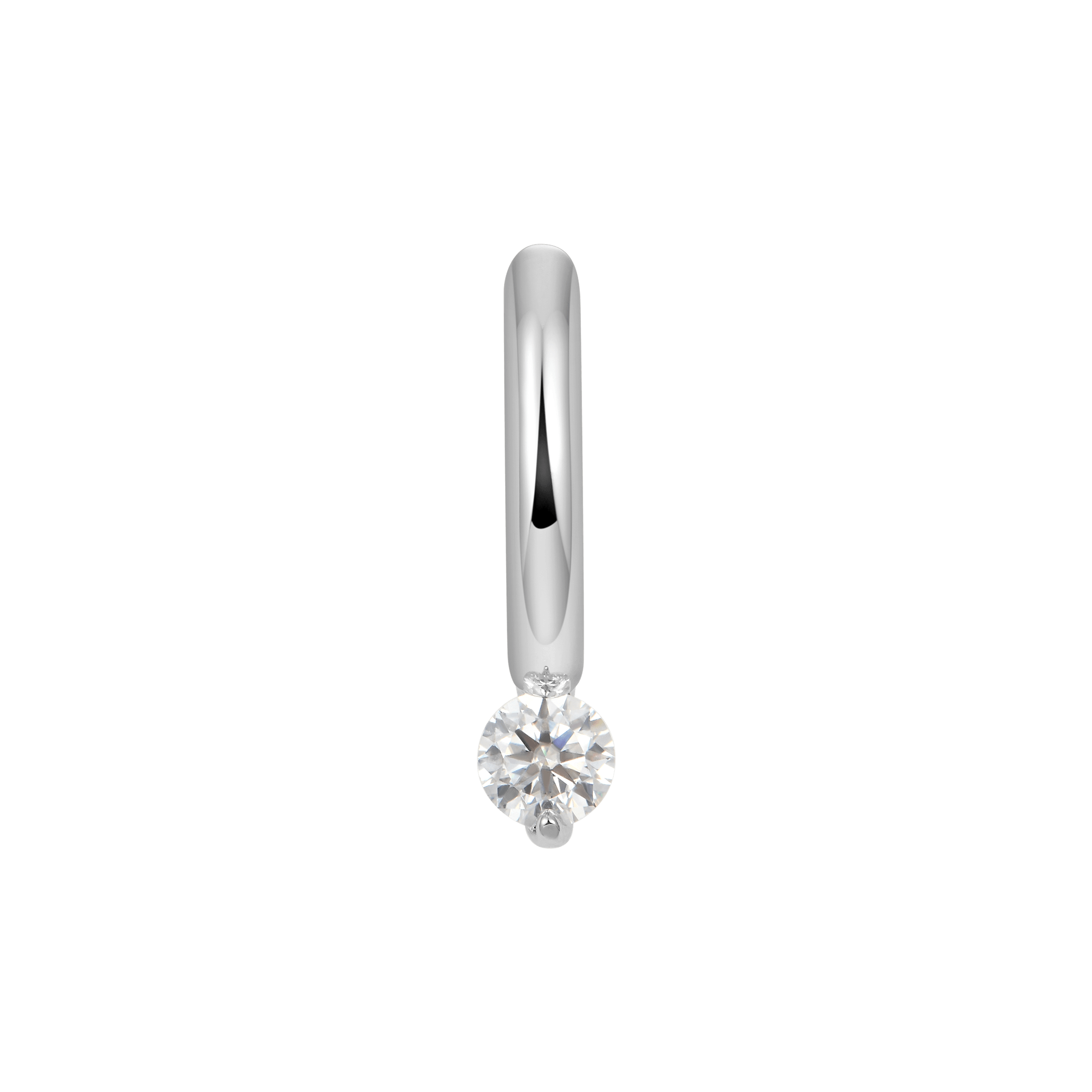 Boucle d'oreille de cerceau Single Moissanite Solitaire