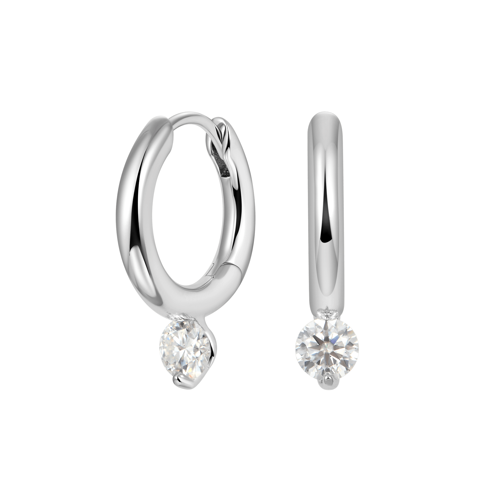 Single Moissanite Solitaire Hoop Earring