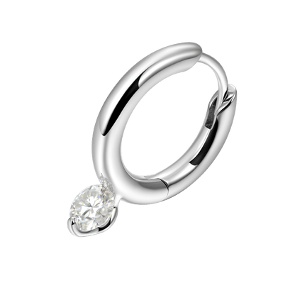 Boucle d'oreille de cerceau Single Moissanite Solitaire