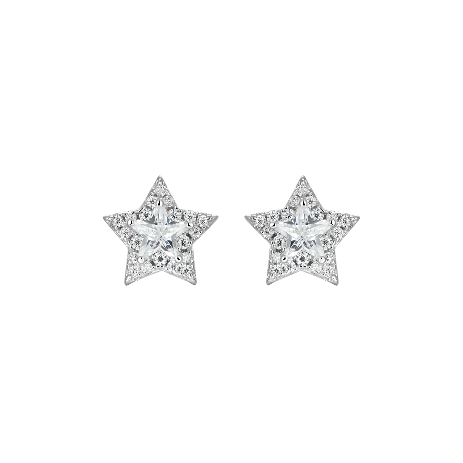 Halo Star Stud Earrings-Pair