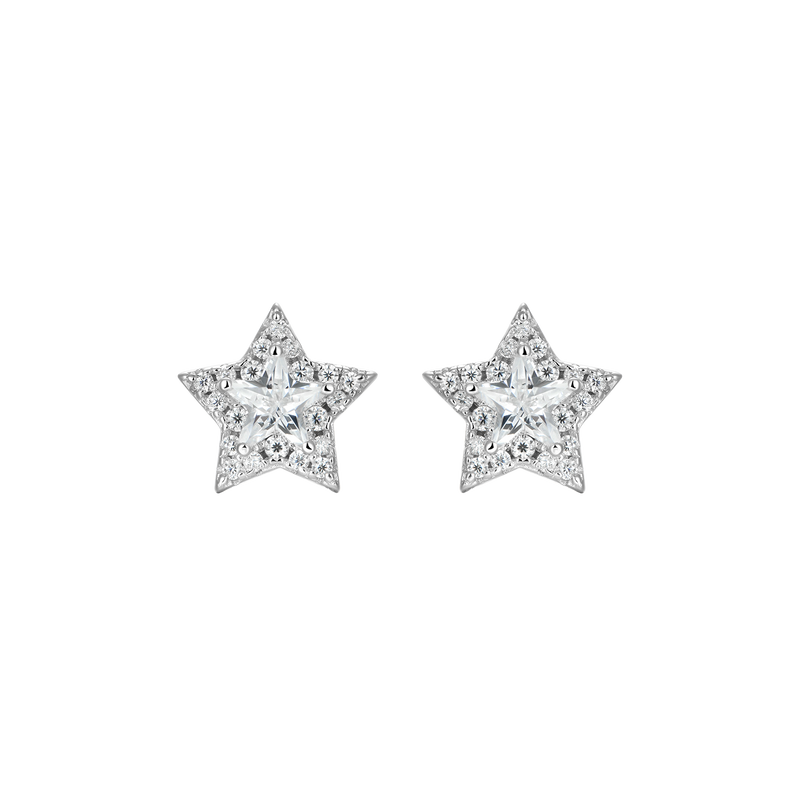 Boucles d'oreilles Moissanite Double Layered Star Stud - Boucles d'oreilles Hoop & Dangly & Stud - APORRO