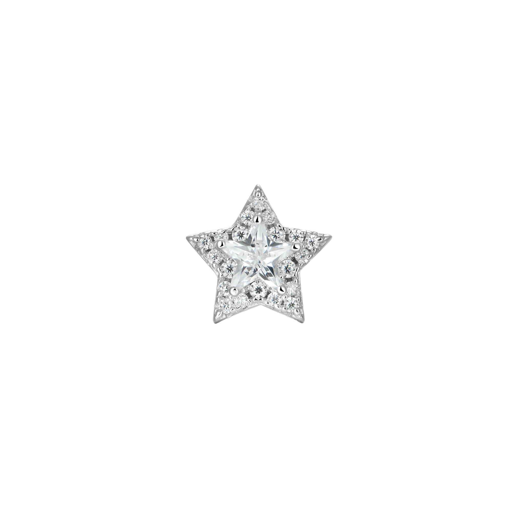 Single Moissanite Halo Star Stud Ohrring