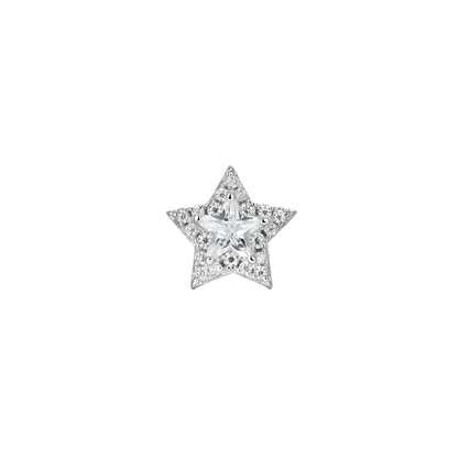 Single Moissanite Halo Star Stud Earring