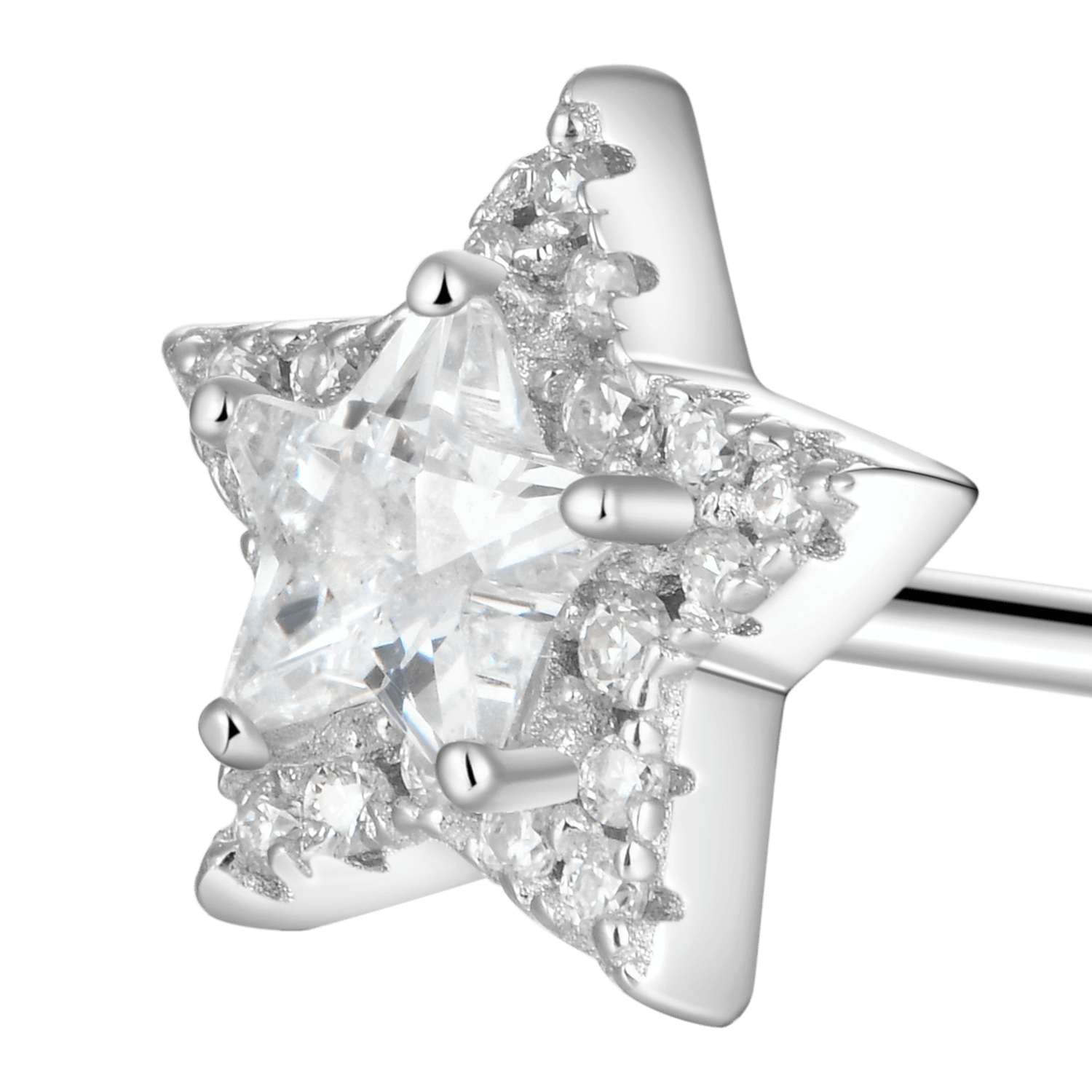 Single Moissanite Halo Star Stud Earring