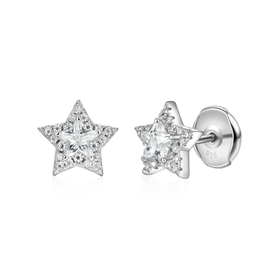 Einzelner Halo-Stern-Ohrstecker aus Moissanit