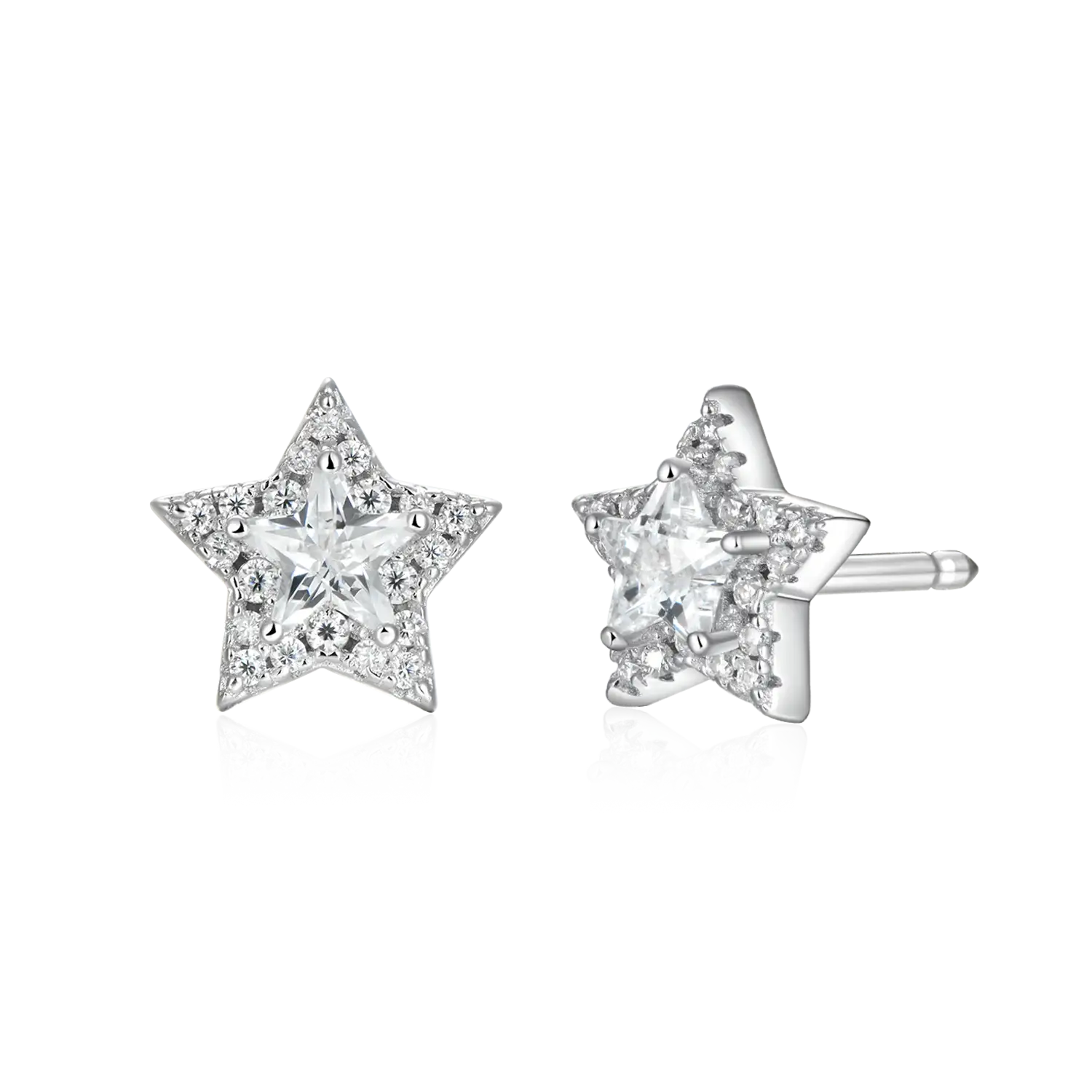 Women's Halo Star Stud Earrings-Pair