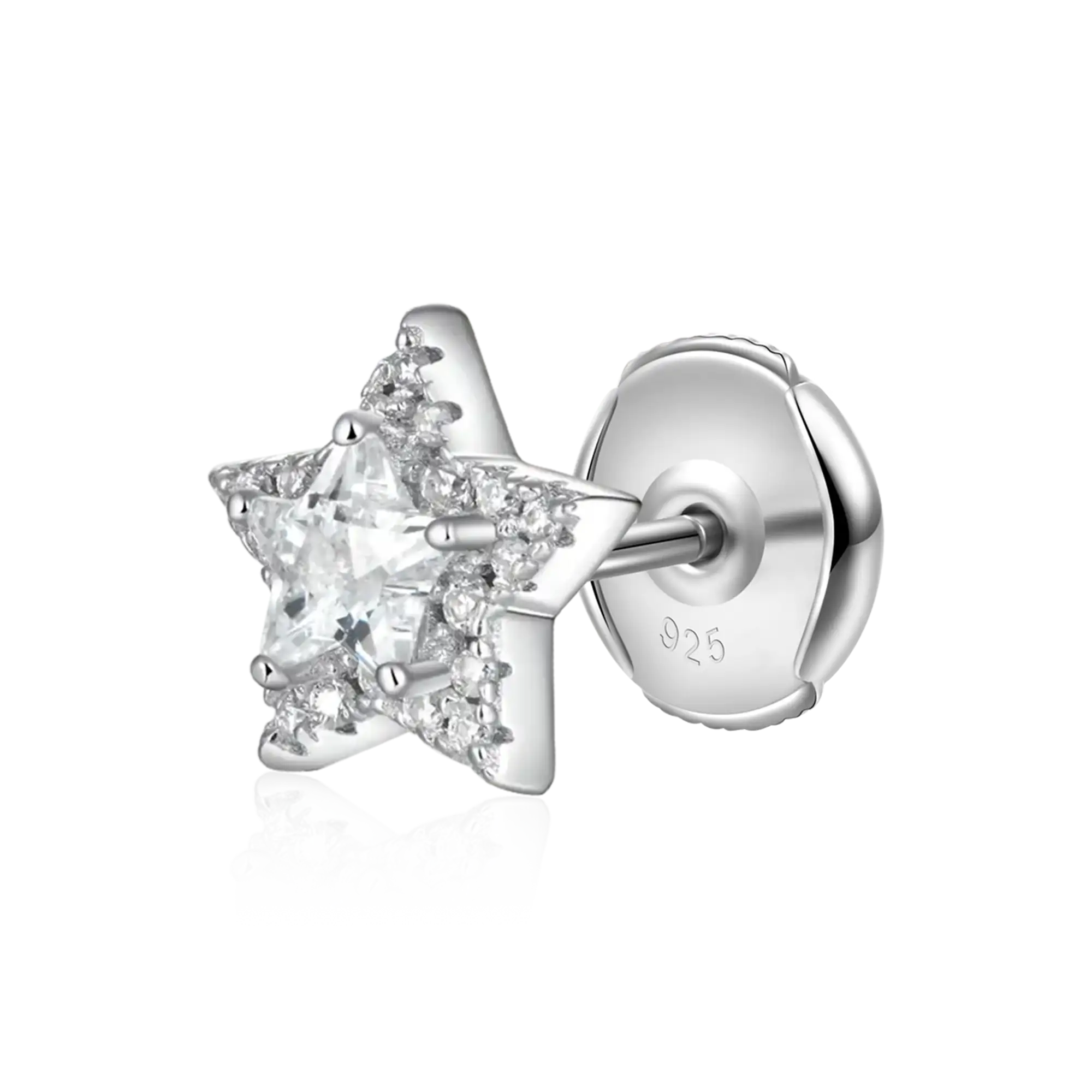 Starborn Orecchini A Bottone In Argento Sterling Con Ammolite A Forma Di Stella - Gioiello Fossile