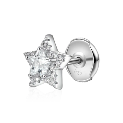 Einzelner Halo-Stern-Ohrstecker aus Moissanit