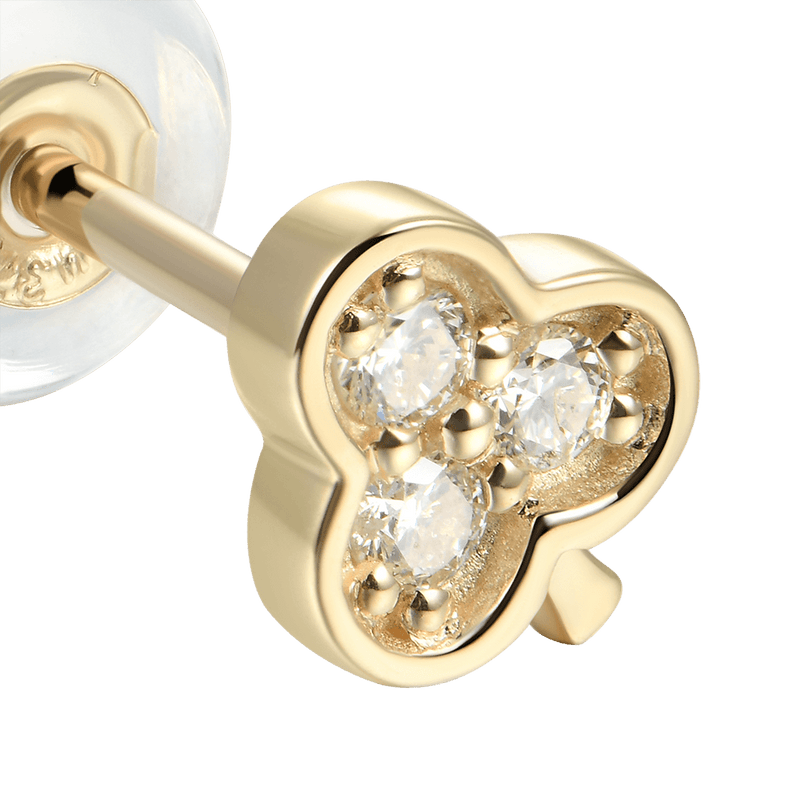 Orecchino di diamante del vestito da poker in oro massiccio – Orecchino di diamante in oro massiccio 10k - APORRO