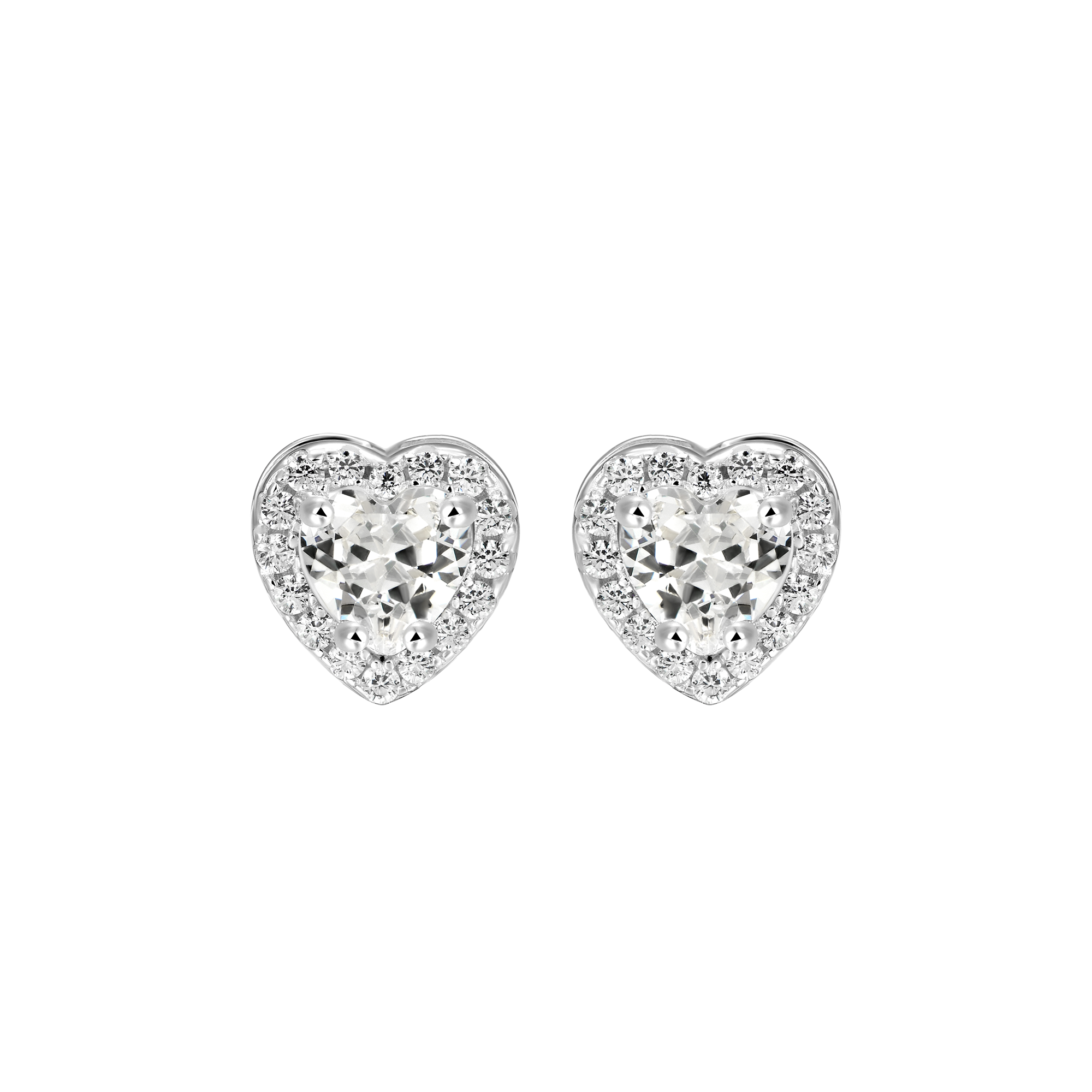 Women's Halo Heart Stud Earring