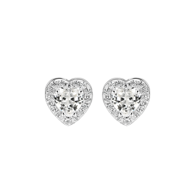 Heart Shaped Cut Halo Stud Earring - Single
