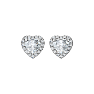 S925 Halo Heart Stud Earring