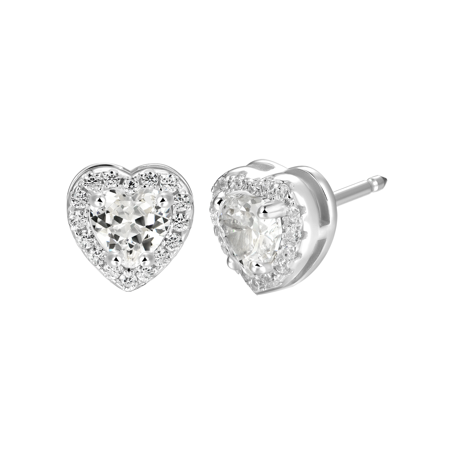 Women's Halo Heart Stud Earring