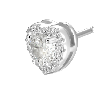 Heart Shaped Cut Halo Stud Earring - Single