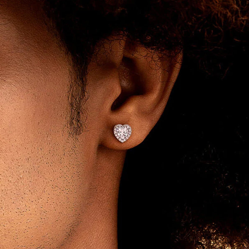 Heart Shaped Cut Halo Stud Earring - Single - APORRO