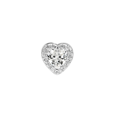 Heart Shaped Cut Halo Stud Earring - Single