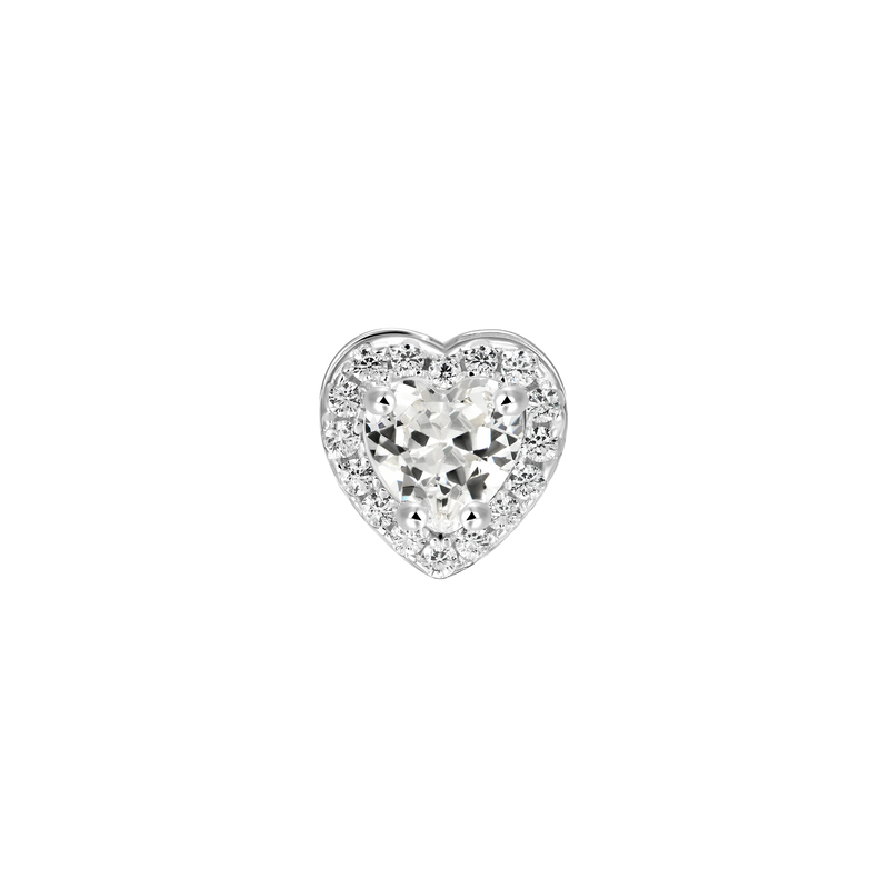 Heart Shaped Cut Halo Stud Earring - Single - APORRO