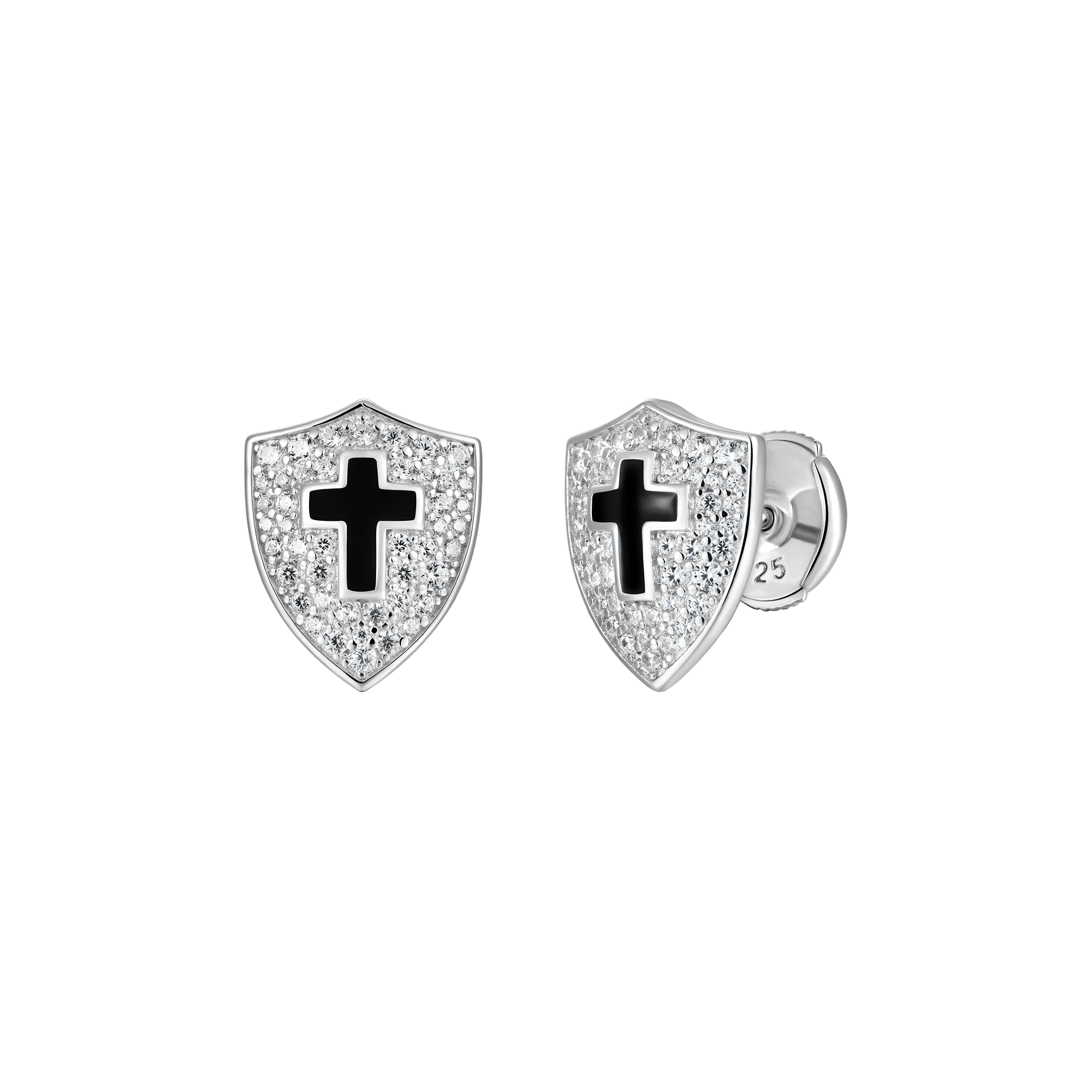 Knight Shield Stud Earrings - Pair