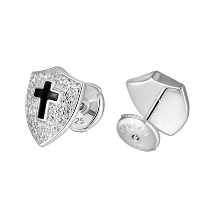 Knight Shield Stud Earrings - Pair