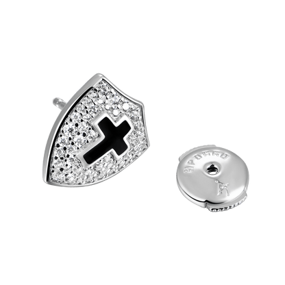 Knight Shield Stud Earrings - Pair