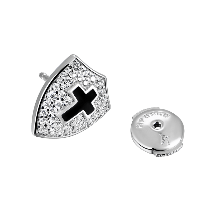 Knight Shield Stud Earrings - Pair - APORRO