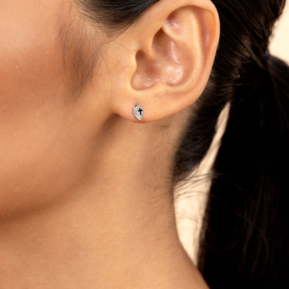 Single Knight Shield Stud Earring