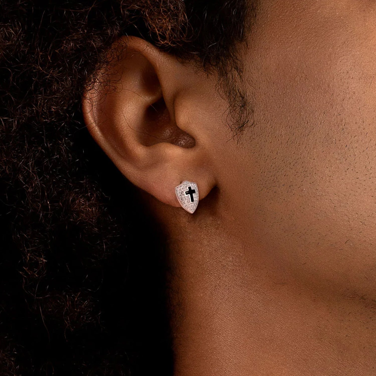 Single Knight Shield Stud Earring