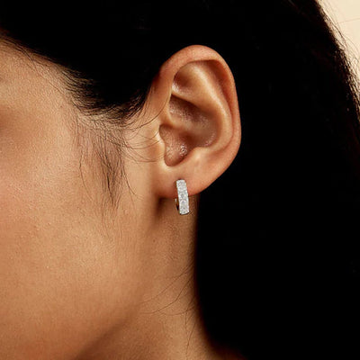 Moissanite Single Row Hoop Earring - Single
