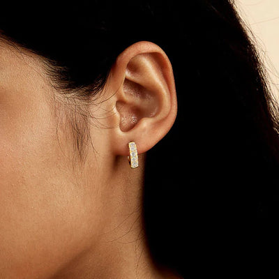 Moissanite Single Row Hoop Earring - Single