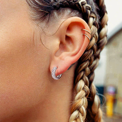 S925 Cluster Hoop Earring