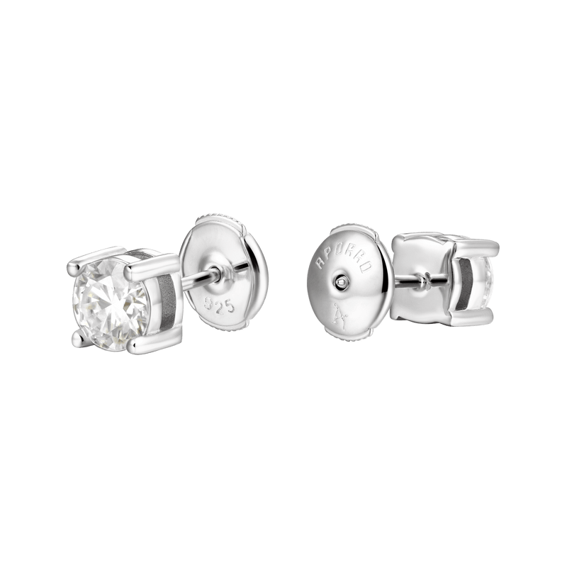 Round Cut Moissanite Stud Earring - Single - APORRO