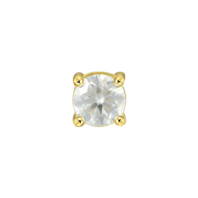 Orecchino a bottone singolo con taglio rotondo in Moissanite
