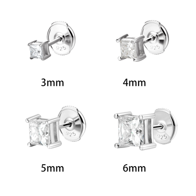 Moissanite S925 Princess Cut Stud Earring