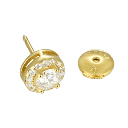 Boucle d'oreille Moissanite Halo Round Cut