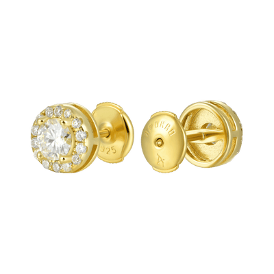 <tc>À l’unité</tc> Boucles d'oreilles puces rondes en moissanite Halo